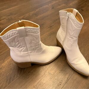 White Western Ankle Boots